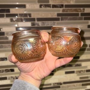 Vintage Dazhen Carnival Glass Tea Light Candle Holders